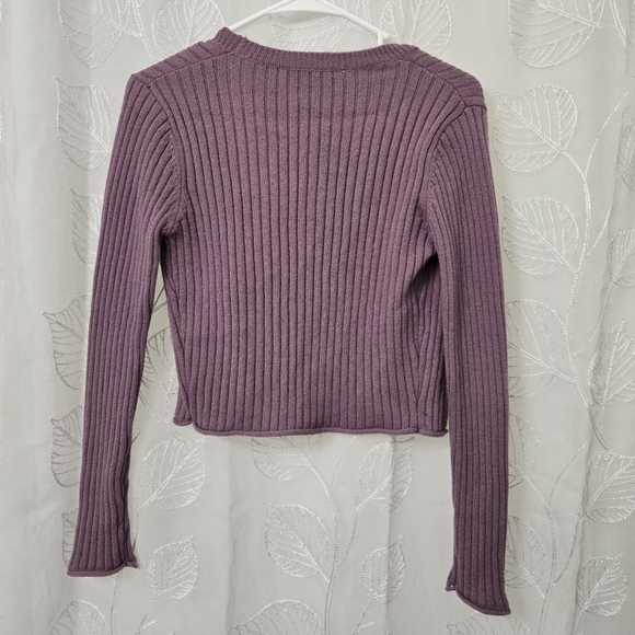 ZARA Purple Ribbed Knit Cardigan with Buttons - Picture 2 of 4